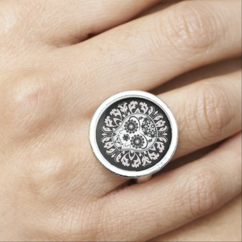 Classy sugar skull Gothic style Ring