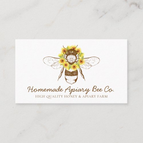 Classy Sunflower Floral Apiary Honey Bee Business Card