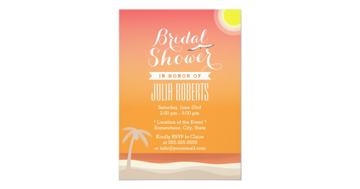 Classy Sunset Beach Bridal Shower Invitations | Zazzle