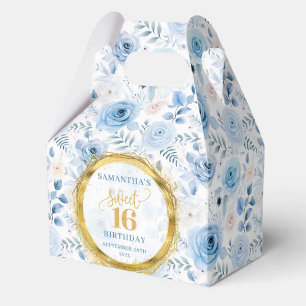 Classy Sweet Sixteen Pastel Blue Gold Party Favor Favor Boxes