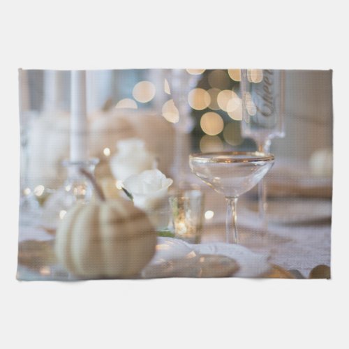 Classy Table with Fancy Place Setting Kitchen Towel