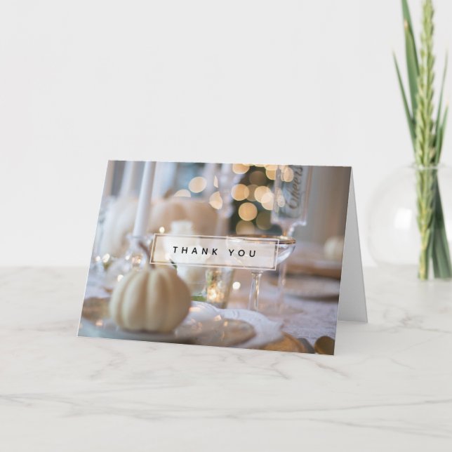 Classy Table with Fancy Place Setting Thank You Card (Front)