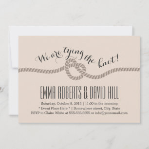 Classy Tan Tying the Knot Wedding Invitations
