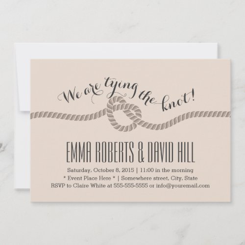 Classy Tan Tying the Knot Wedding Invitations