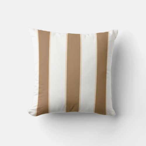 Classy Tan  White Stripes  Throw Pillow