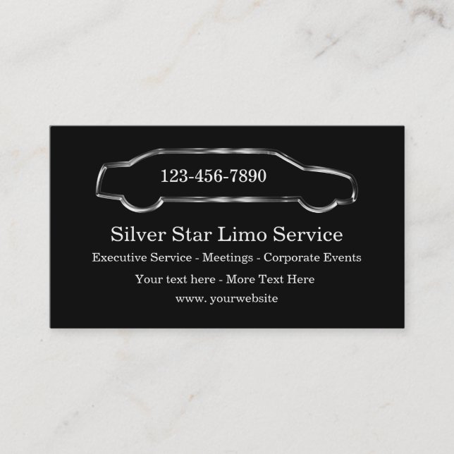 Classy Taxi And Limousine Service Business Cards (Front)