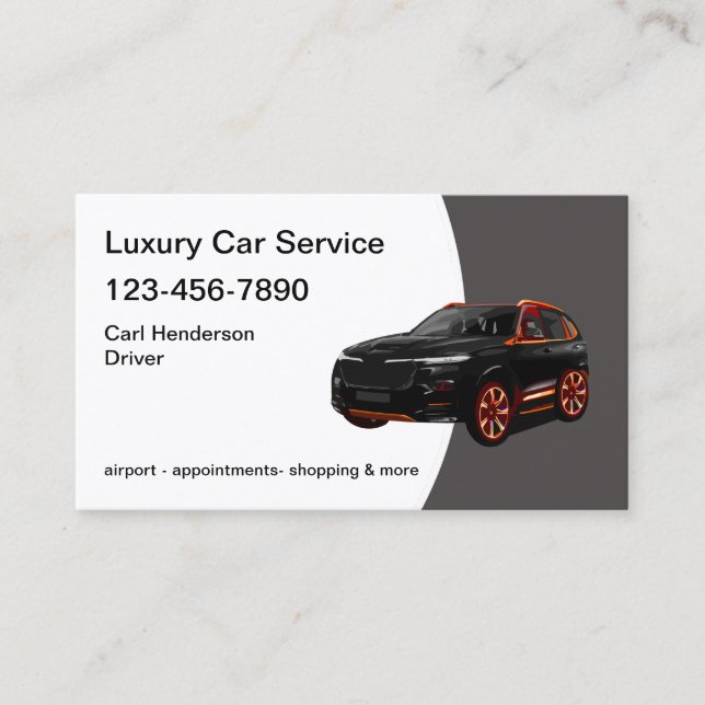 Classy Taxi Car Service Business Card (Front)