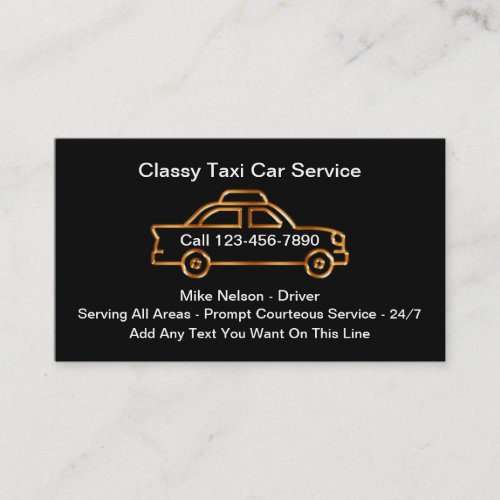 Classy Taxi Car Service Business Cards