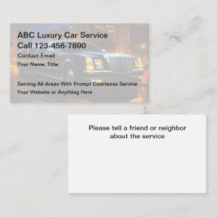 Classy Taxi Car Service Limo Business Cards