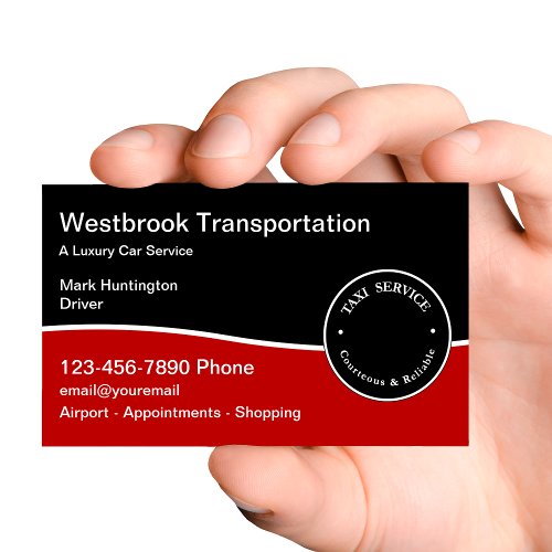 Classy Taxi Luxury Car Service Business Cards