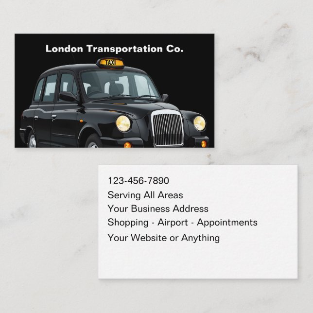 Classy Taxi Transportation Services Business Cards (Front/Back)