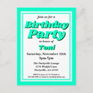 Classy Teal Adult Birthday Party Invitation Postcard