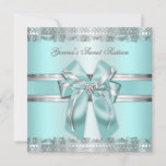 Classy Teal And Silver Invite at Zazzle