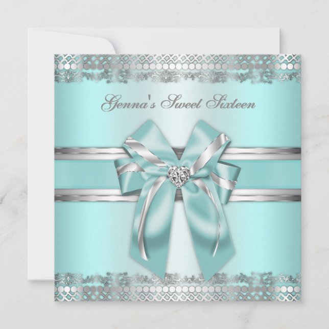 Classy Teal and Silver Invite (Front)