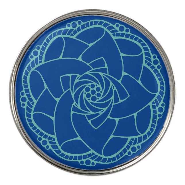 Classy Teal & Blue Mandala Divot Tool (Detail)