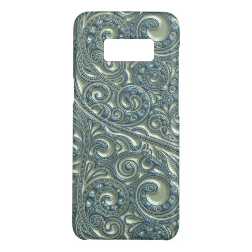Classy Teal Elegant Pretty Paisley Floral Pattern Case_Mate Samsung Galaxy S8 Case