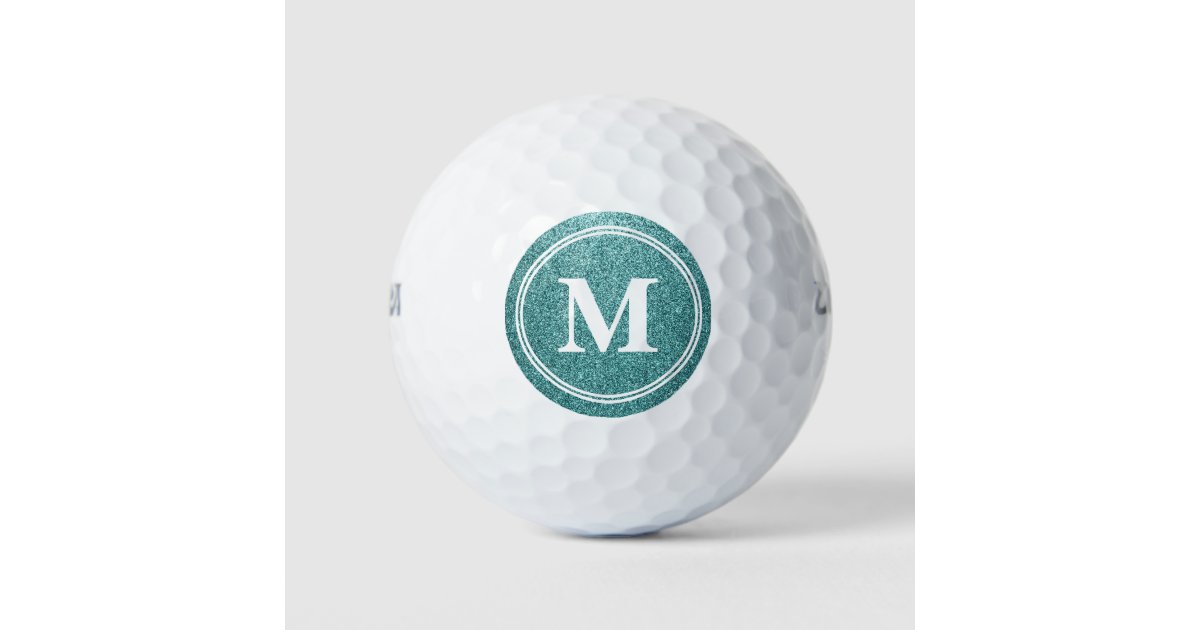 Classy Teal Glitter Sparkly Monogam Personalized Golf Balls
