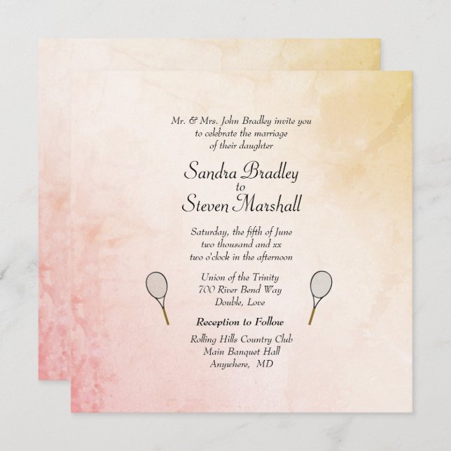 Classy Tennis Wedding Theme Invitations (Front/Back)