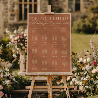 Classy Terracotta Boho Chic Wedding Seating Charts Foam Board