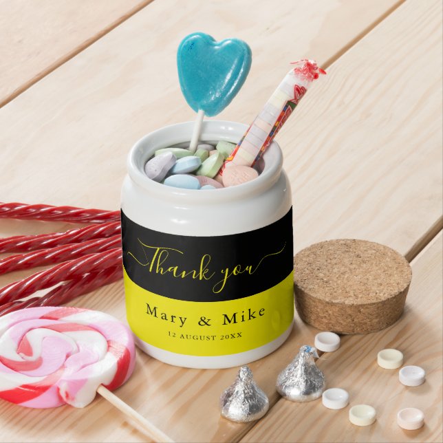 Classy Thank You Candy Jar in Yellow and Black (In Situ)