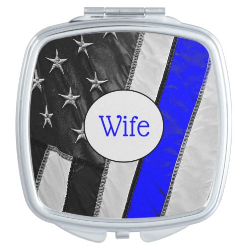 Classy Thin Blue Line American Flag Wife Compact Mirror