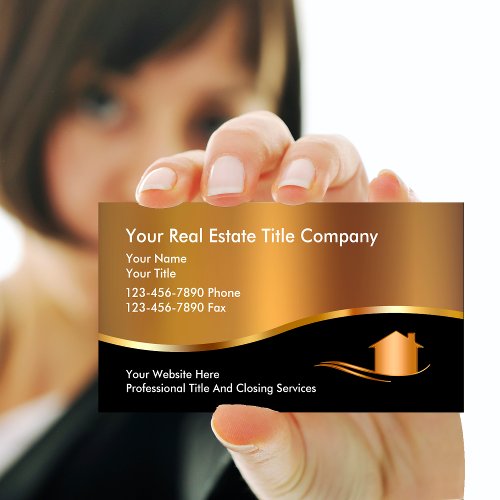 Classy Title Company Gold House Business Cards