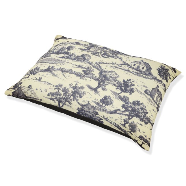 Classy Toile On The Farm Pet Bed (Angled)