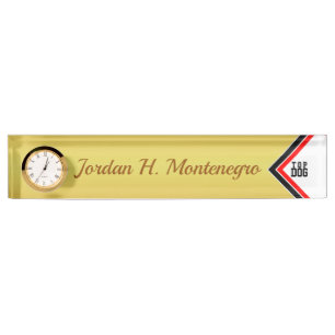 Classy TOP DOG (Your Name) Gold Background Desk Name Plate