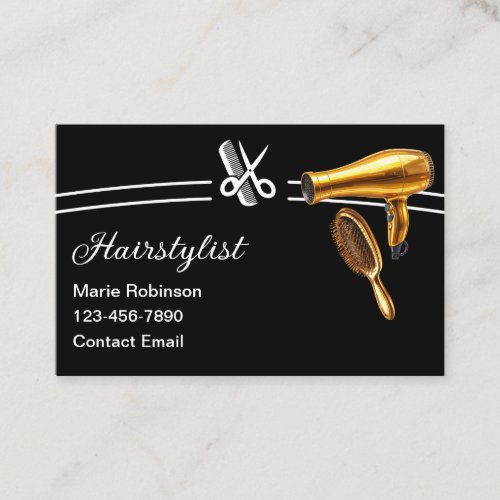 Classy Trendy Hairstylist Modern Business Cards