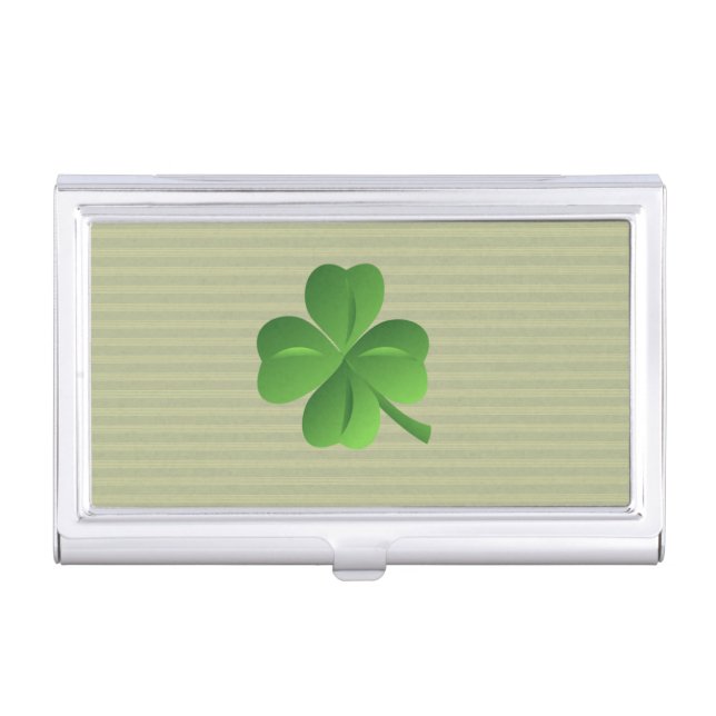 Classy Trendy  Irish Lucky Shamrock Business Card Holder (Front)