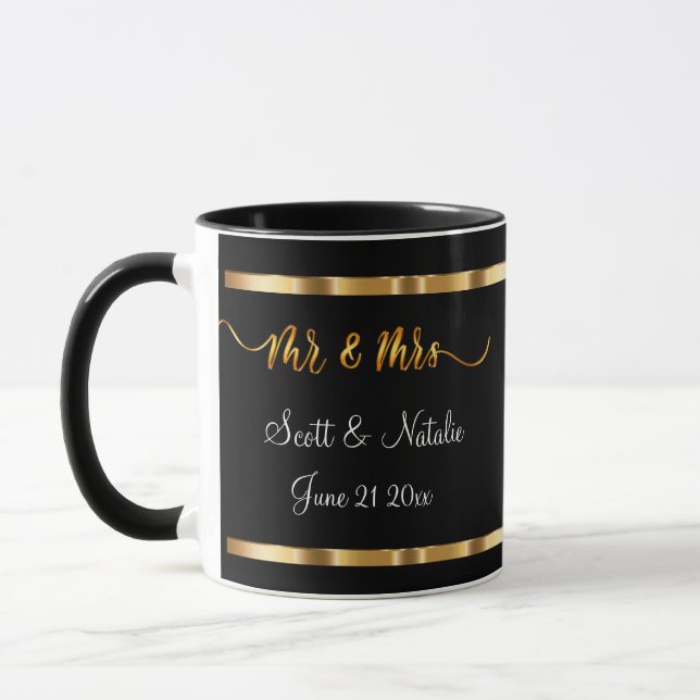 Classy Trendy Wedding Commemorative Favor Mugs (Left)