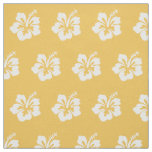 Classy Tropical Hibiscus Flower Pattern Yellow Fabric