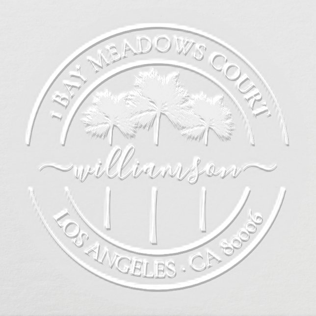 Classy Tropical Palm Trees Family Return Address Embosser (Design)