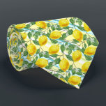 Classy Tropical Summer Lemon Fruit Art Pattern Neck Tie<br><div class="desc">Unique neck tie with contemporary green,  aqua turquoise blue,  yellow and orange lemon fruit pattern on striped watercolor background. Ornate,  funky,  modern and whimsical hipster design for the elegant artistic fashionista or artsy fashion diva,  hip trendsetter,  vintage retro art style or abstract motif lover.</div>