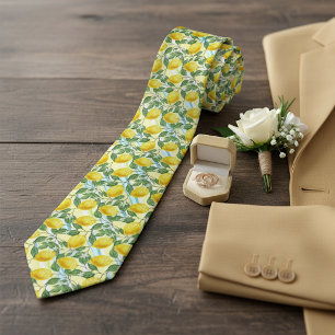 Classy Tropical Summer Lemon Fruit Art Pattern Neck Tie
