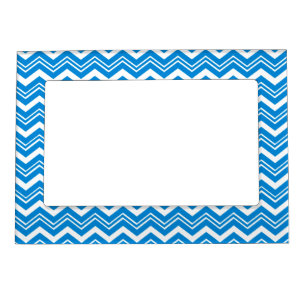 Classy Turquoise Blue and White Zigzag Custom Magnetic Picture Frame