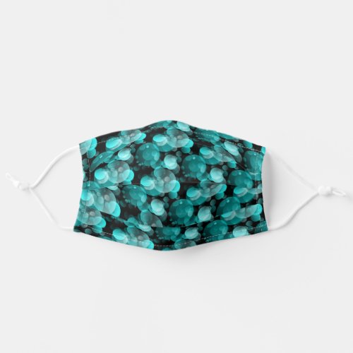 Classy Turquoise Blue Green Polka Dots On Black Adult Cloth Face Mask