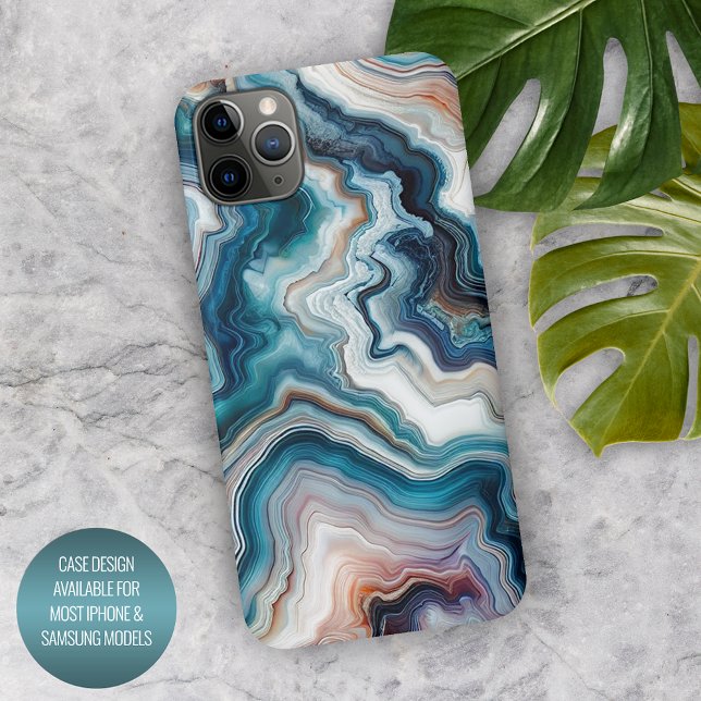 Classy Turquoise Blue Purple Quartz Agate Pattern iPhone Case (Creator Uploaded)