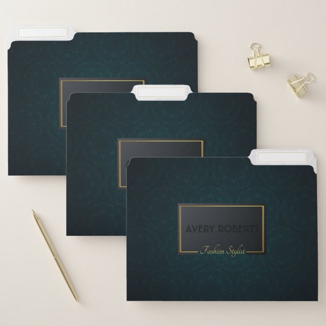 Classy turquoise  Elegant geometric Professional File Folder (Set)