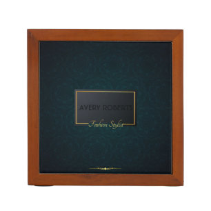 Classy turquoise ornament Elegant geometric luxury Desk Organizer