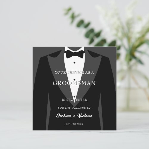 Classy Tuxedo Groomsman Invitation