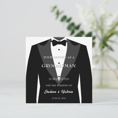 Classy Tuxedo Groomsman Invitation