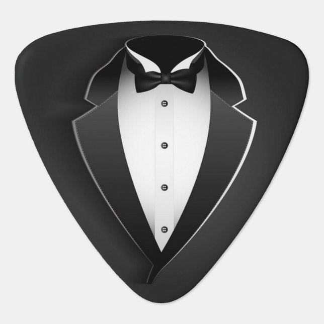 Classy Tuxedo Special Occasion Triangle Guitar Pic Pick (Front)
