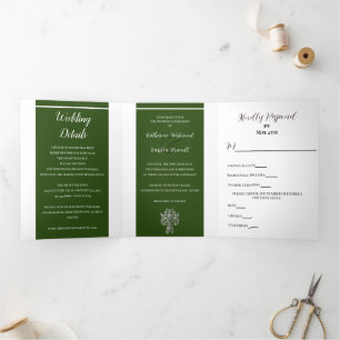Classy Two Color's Wedding Tri-Fold Invitation