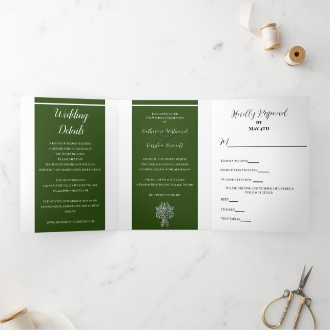 Classy Two Color's Wedding Tri-Fold Invitation (Inside)