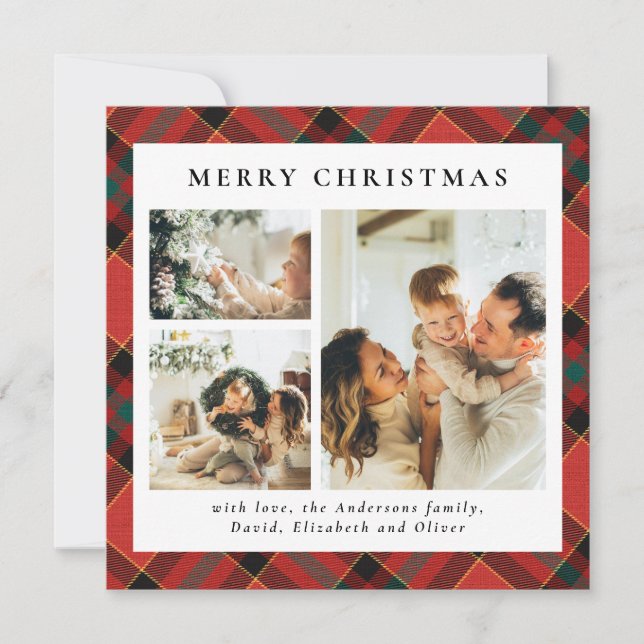 Classy Typography Red and Green | Photo Christmas Holiday Card (Front)