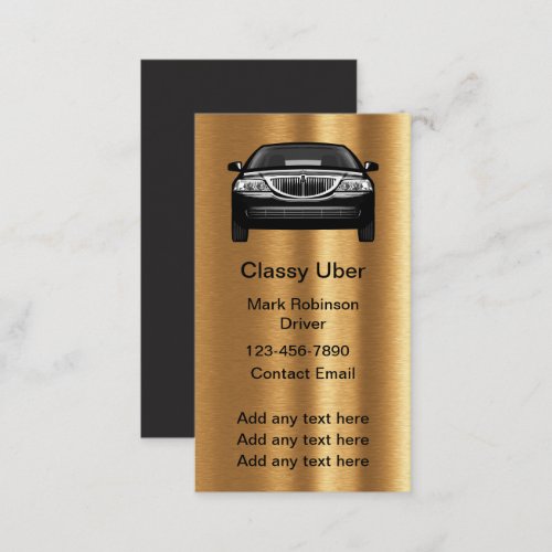 Classy Uber Driver Gold Tone Business Cards