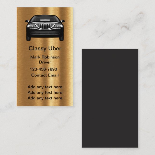 Classy Uber Driver Gold Tone Business Cards (Front/Back)