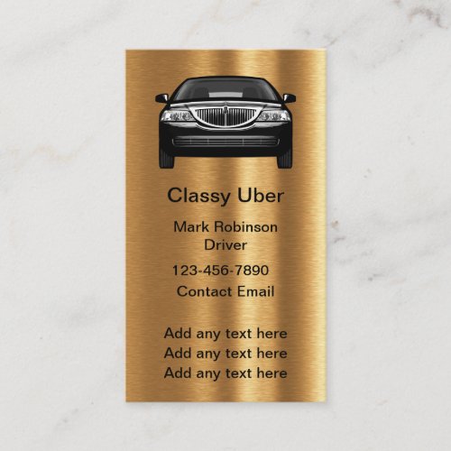 Classy Uber Driver Gold Tone Business Cards