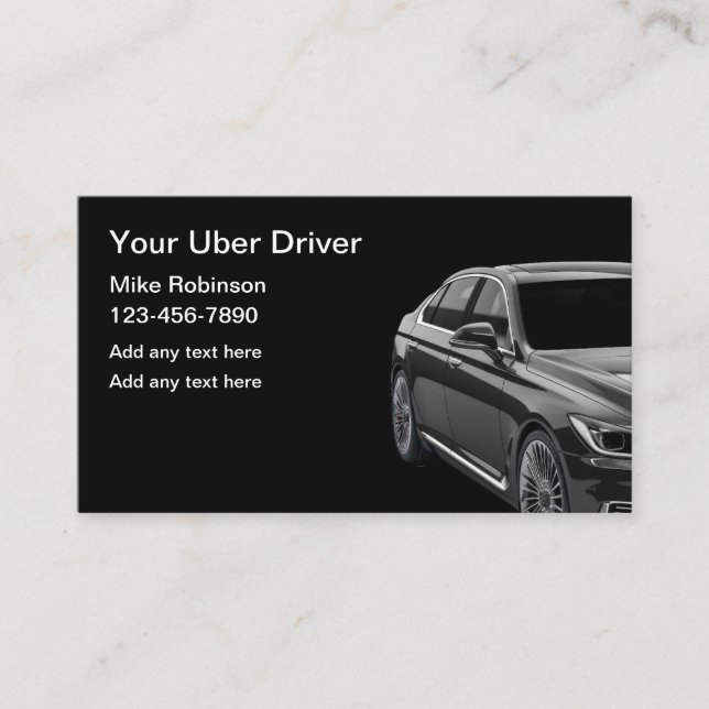 Classy Uber Driver Ride Hailing Business Cards  (Front)